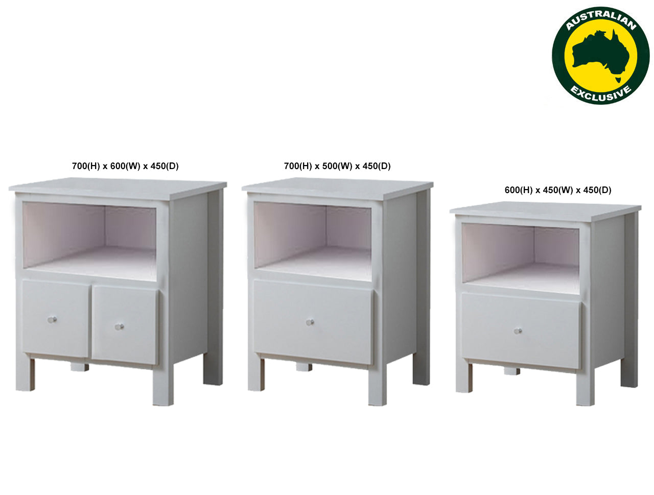 EMPRESS (AUSSIE MADE) BEDSIDE TABLE WITH SPACE COLLECTION - ASSORTED PAINTED COLOURS - STARTING FROM $399