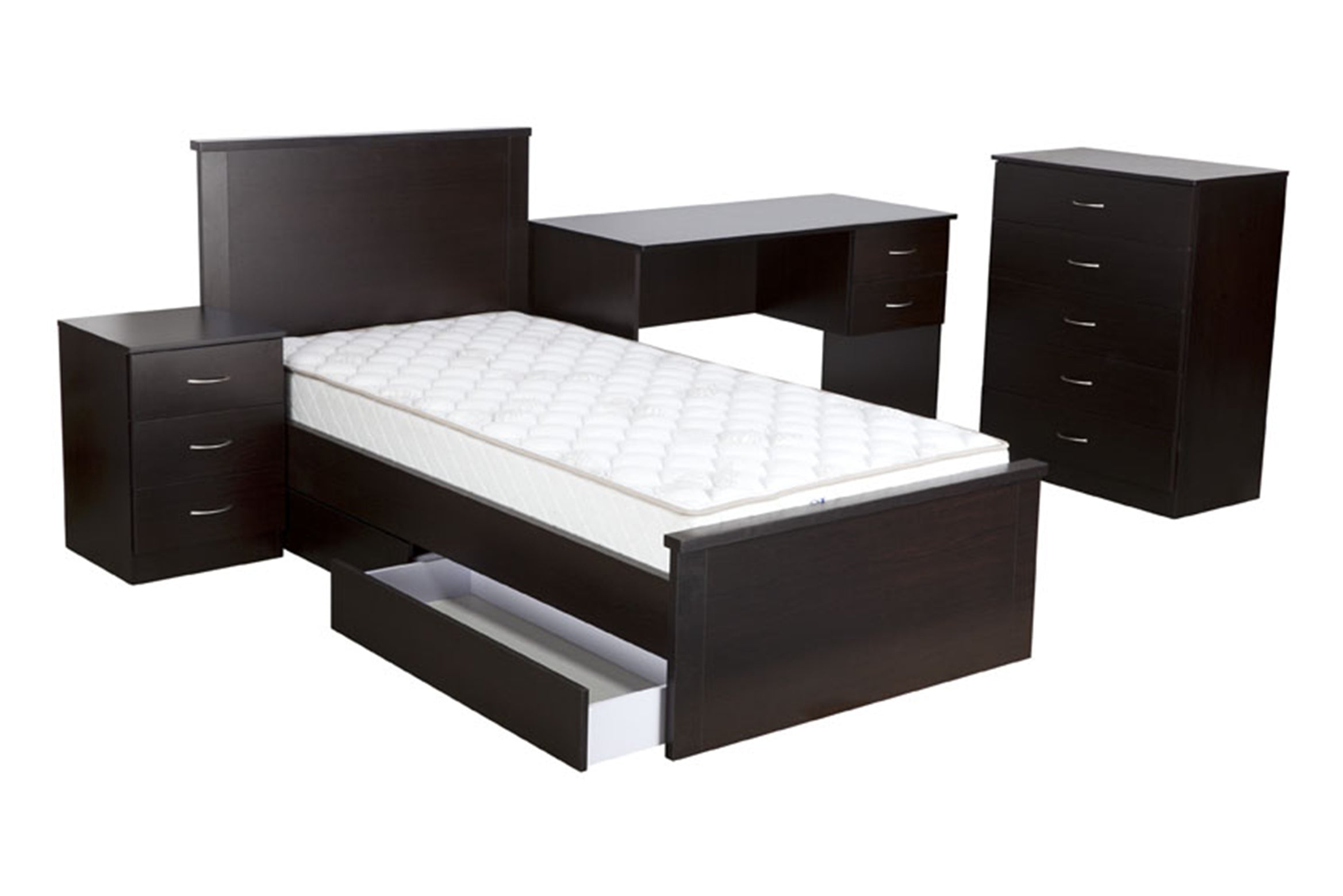 KING SINGLE AMAZING BED (MODEL:3-18-5) - LIGHT OAK , WHITE OR CHOCOLATE