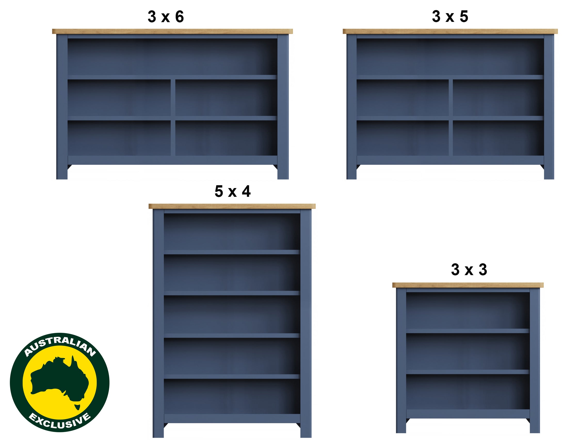 EDEN (AUSSIE MADE) LOWLINE BOOKCASE COLLECTION - ASSORTED PAINTED COLOURS - STARTING FROM $599