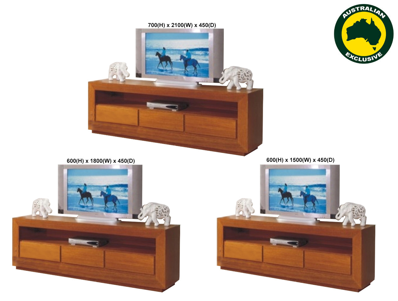 ELKE (AUSSIE MADE) LOWLINE TV UNIT WITH 3 DRAWERS COLLECTION - ASSORTED STAINED COLOURS - STARTING FROM $1799