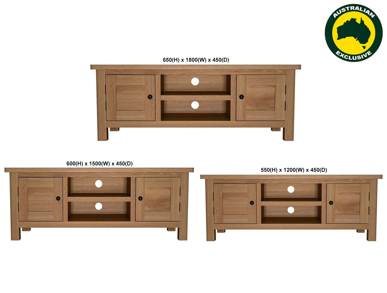 EMINENECE (AUSSIE MADE) TV ENTERTAINMENT UNIT COLLECTION - TASSIE OAK COMBINATION - ASSORTED STAINED COLOURS - STARTING FROM $999