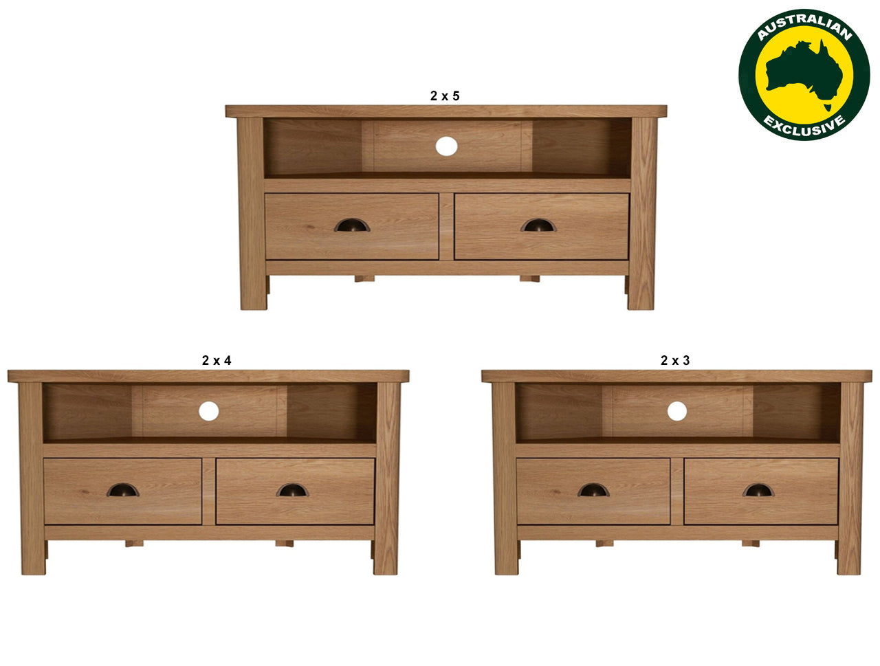 EMINENCE (AUSSIE MADE) OAK CORNER TV ENTERTAINMENT UNIT COLLECTION - TASSIE OAK COMBINATION - ASSORTED STAINED COLOURS - STARTING FROM $899