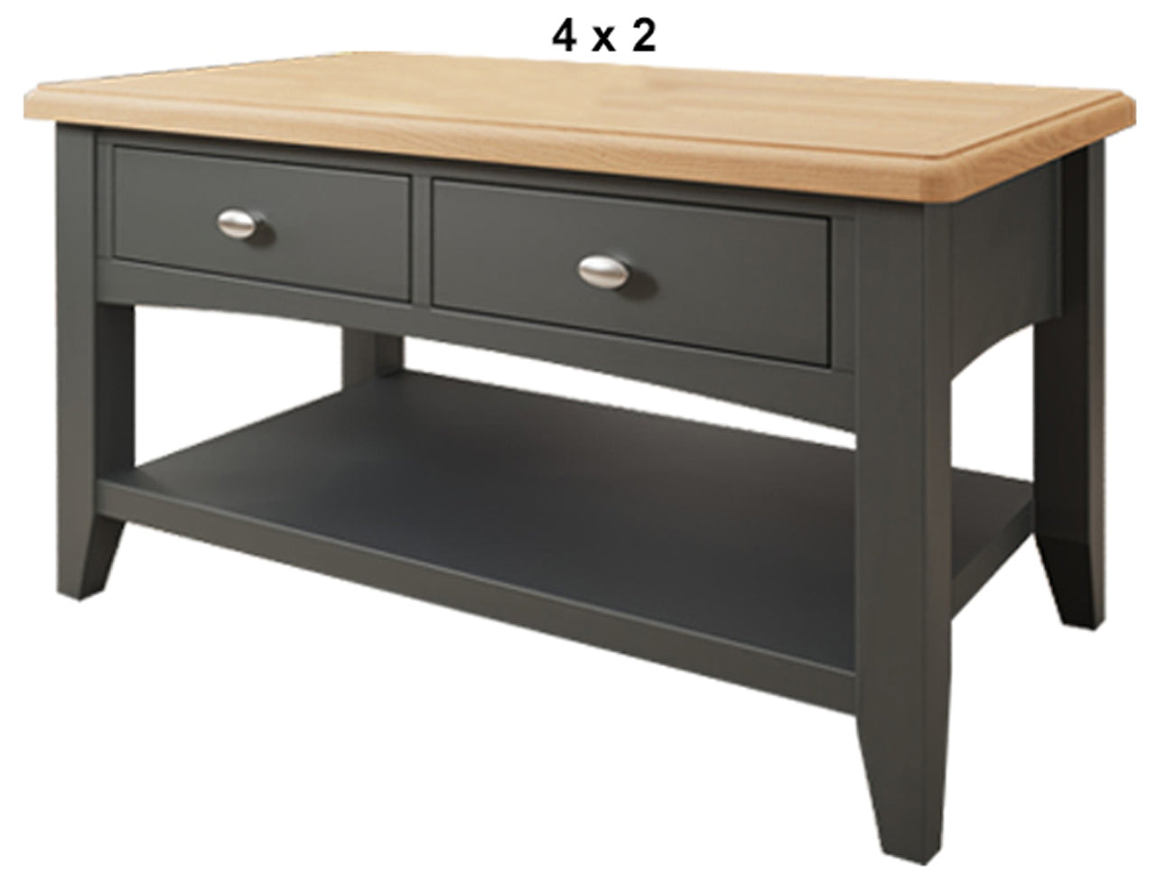 EMMETT (AUSSIE MADE) 2 DRAWER COFFEE TABLE COLLECTION - TASSIE OAK COMBINATION - ASSORTED PAINTED / STAINED COLOURS - STARTING FROM $799