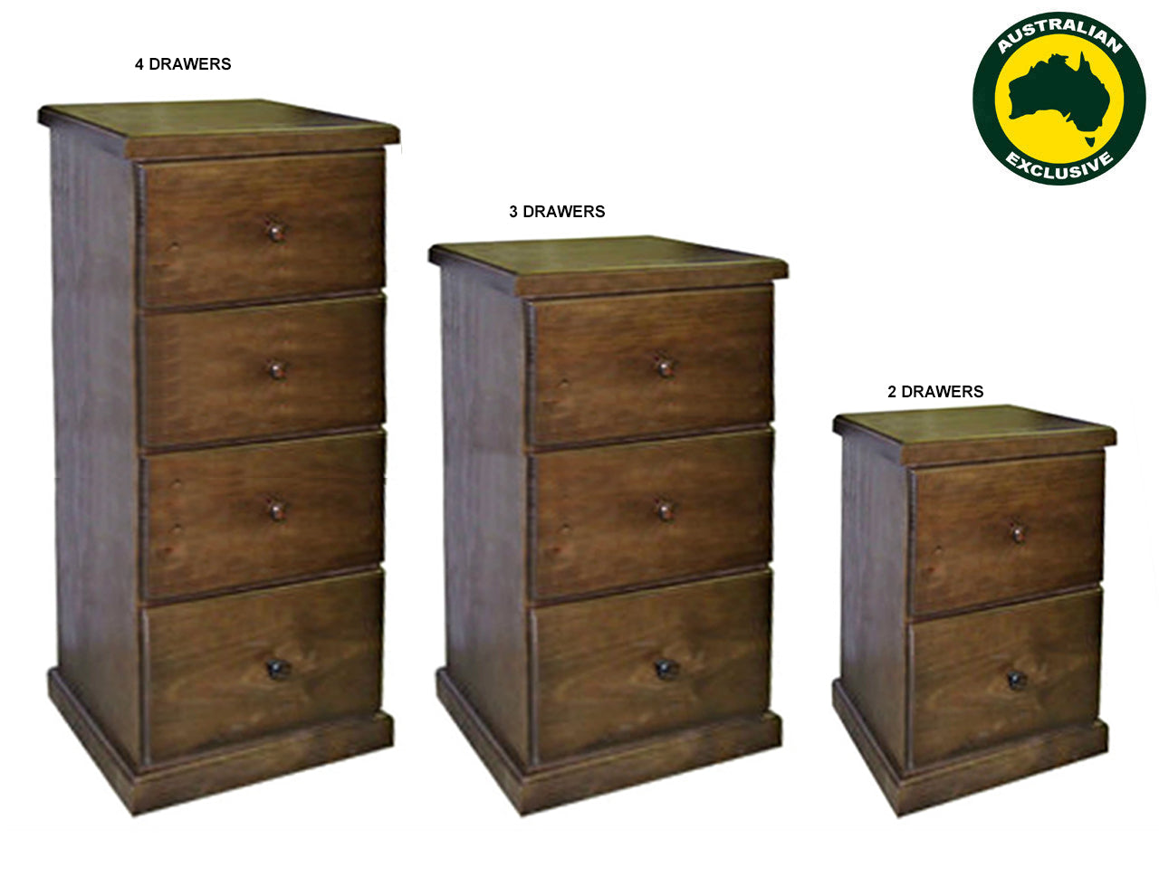 RETRO (AUSSIE MADE) FILING CABINET COLLECTION - ASSORTED STAINED COLOURS - STARTING FROM $499