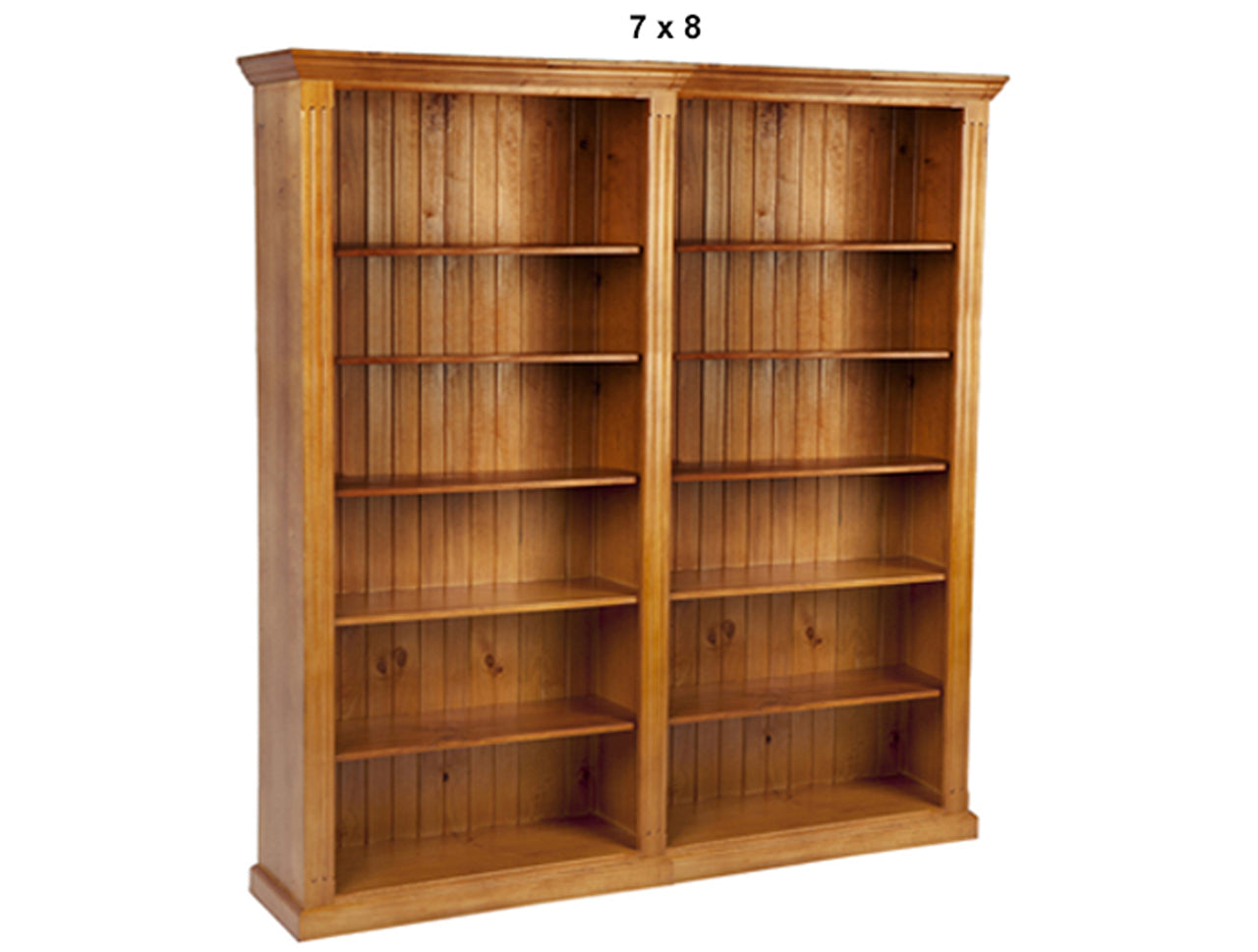 FEDERATION (AUSSIE MADE) HIGHLINE BOOKCASE WITH 70MM FACINGS COLLECTION (3 SECTIONS) PIGEON PAIRED - ASSORTED STAINED COLOURS - STARTING FROM $1599