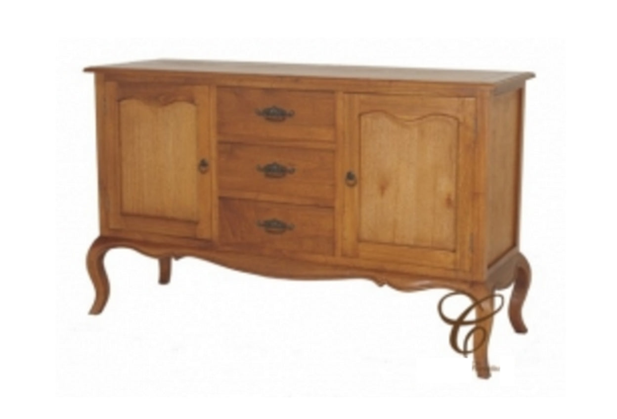 FRENCH  PROVINCIAL   BUFFET 3 DRAWERS & 2 DOORS - 930(H) X 1540(W) -(SB 203 FP) - LIGHT  PECAN