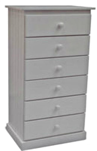 MUDGEE (AUSSIE MADE) NARROWBOY WITH 6 DRAWERS 1200(H) x 600(W) - WHITE