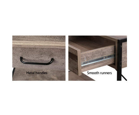 KELLAN 2 DRAWER CONSOLE TABLE - DARK WOOD & BLACK