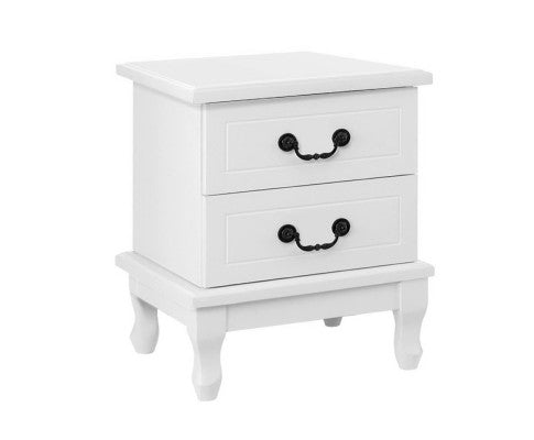 ALEXIS 2 DRAWER BEDSIDE TABLE - WHITE