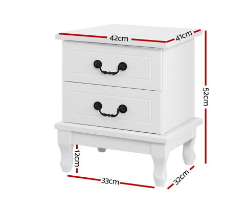 ALEXIS 2 DRAWER BEDSIDE TABLE - WHITE