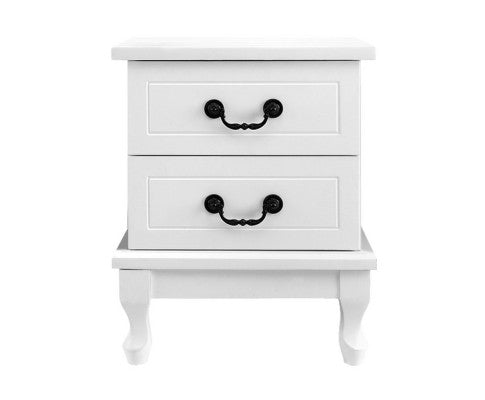 ALEXIS 2 DRAWER BEDSIDE TABLE - WHITE