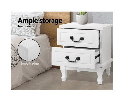 ALEXIS 2 DRAWER BEDSIDE TABLE - WHITE
