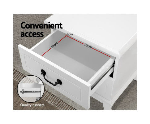 ALEXIS 2 DRAWER BEDSIDE TABLE - WHITE