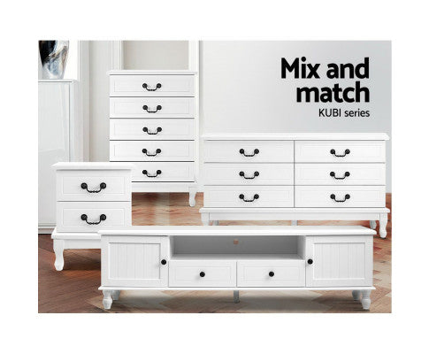 ALEXIS 2 DRAWER BEDSIDE TABLE - WHITE