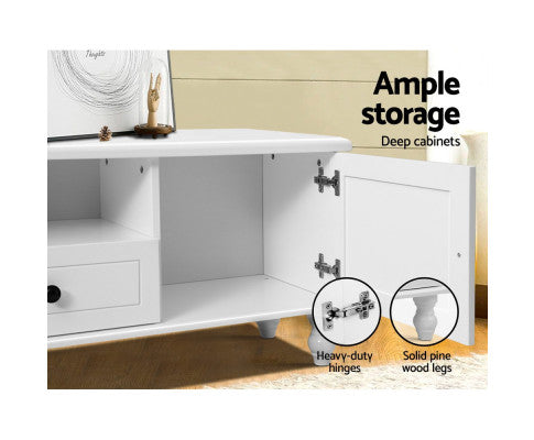 ALEXIS 2 DRAWER/ 2 DOOR TV ENTERTAINMENT UNIT - 480(H) x 1600(W) - WHITE