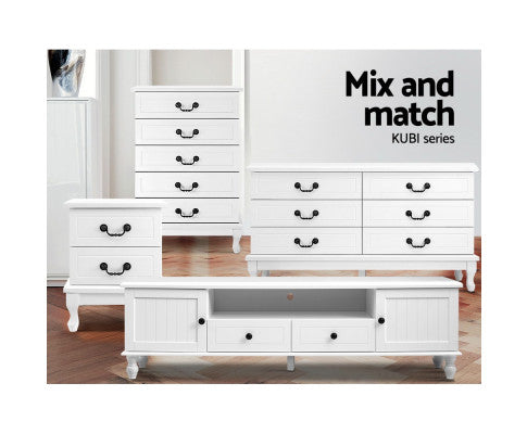 ALEXIS 2 DRAWER/ 2 DOOR TV ENTERTAINMENT UNIT - 480(H) x 1600(W) - WHITE