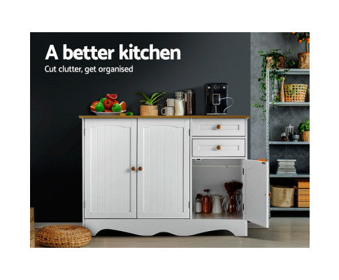 ARABELLA  2 DRAWER/ 3 DOOR SIDEBOARD - 780(H) x 1100(W) x 400(D) - WHITE