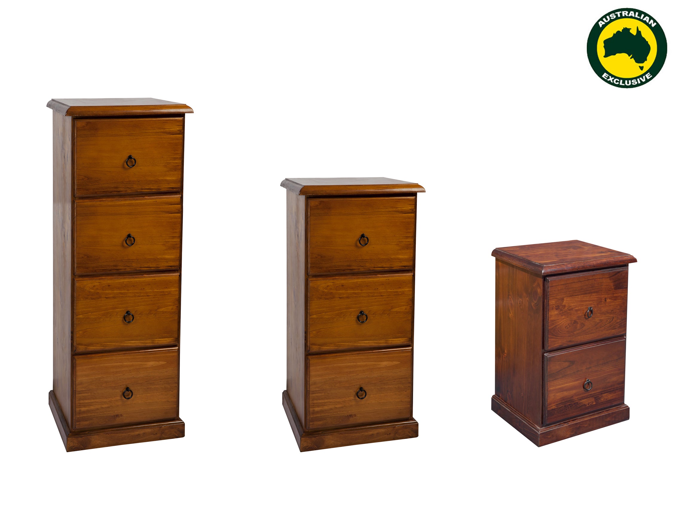 NOOSA (AUSSIE MADE) FILING CABINET COLLECTION - ASSORTED STAINED COLOURS - STARTING FROM $499