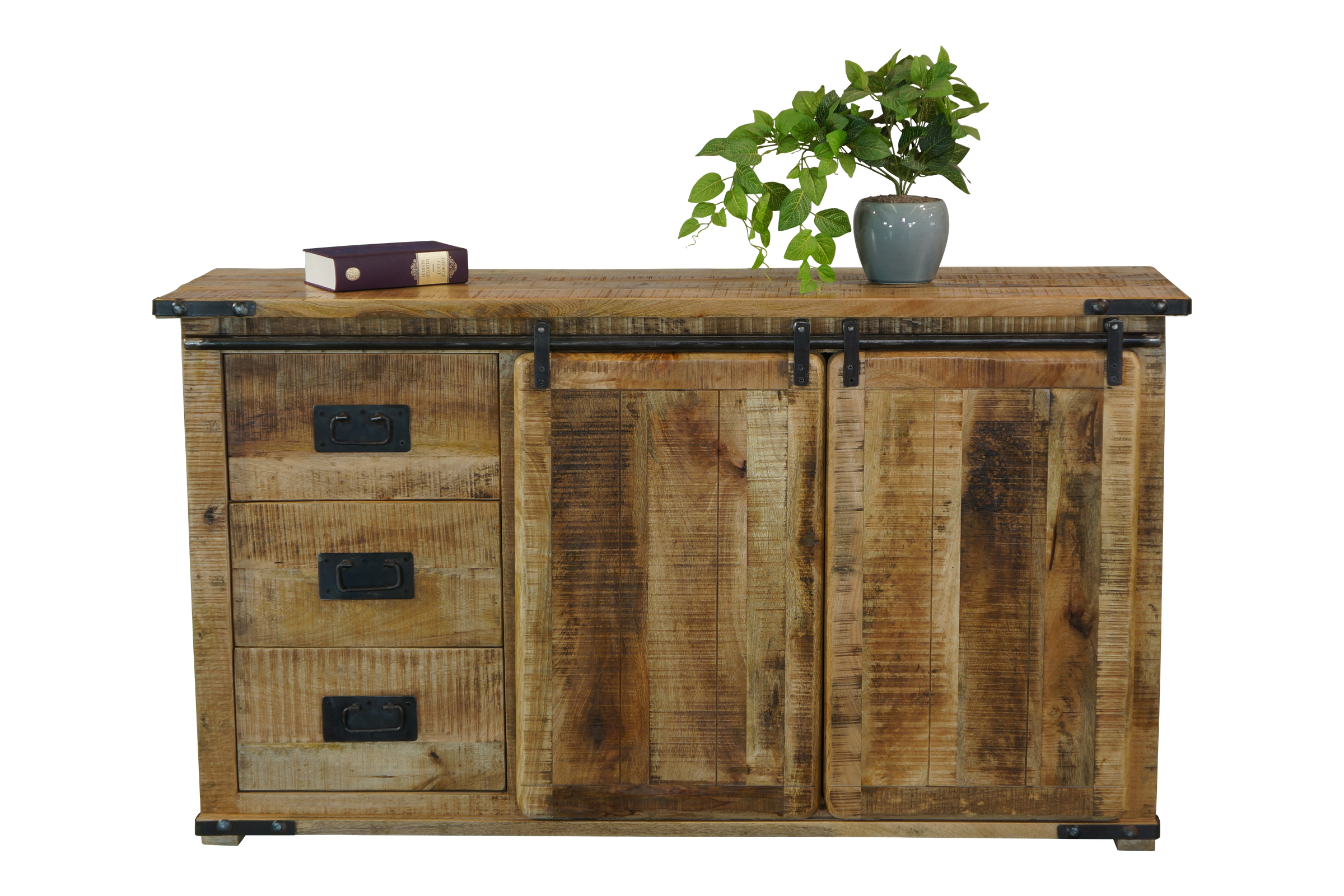 FOUNDRY BUFFET WITH 3 DRAWERS / 2 DOORS - 900(H) X 1600(W) - RUSTIC MANGO
