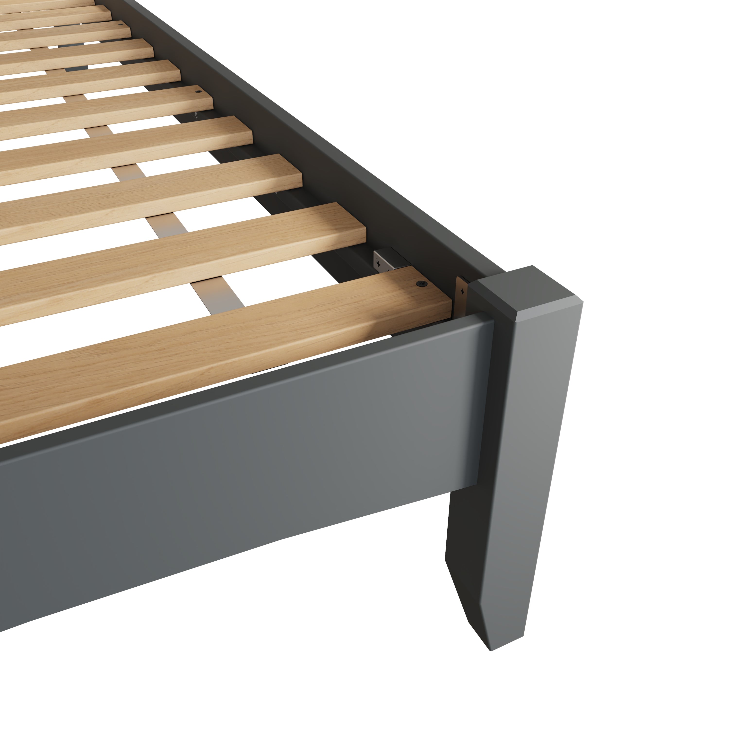 KING SINGLE EMMETT BED (GA-30-G) - 1100(H) x 2040(W) x 1030(D) - GREY / LIGHT OAK (2 TONE)