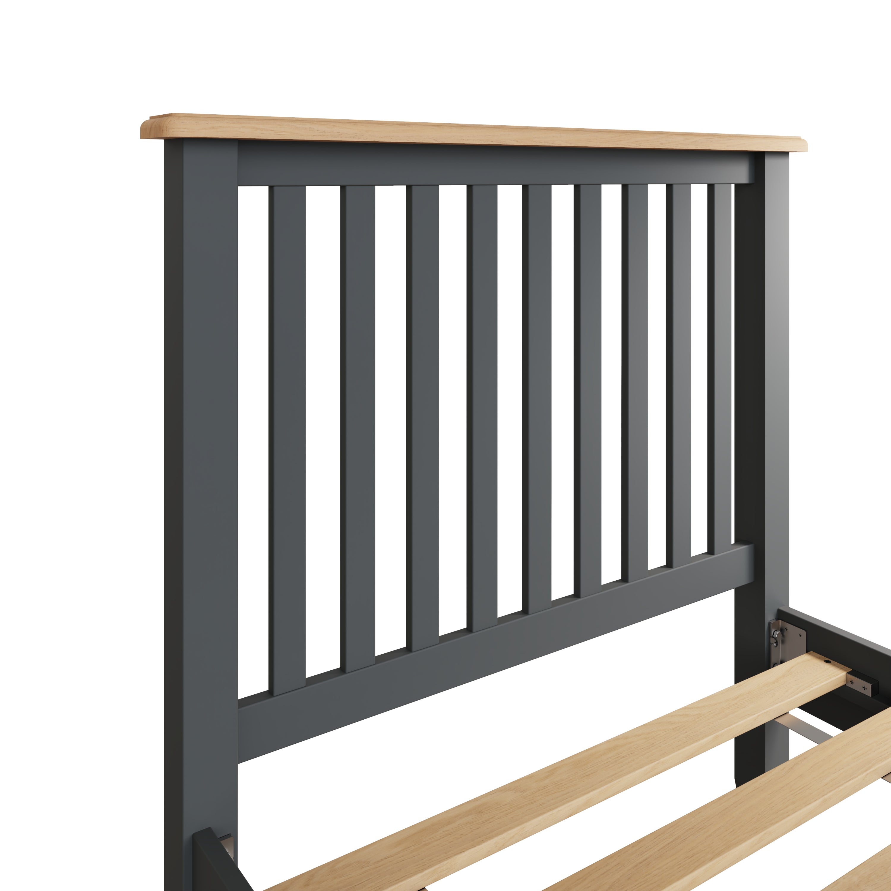 KING SINGLE EMMETT BED (GA-30-G) - 1100(H) x 2040(W) x 1030(D) - GREY / LIGHT OAK (2 TONE)