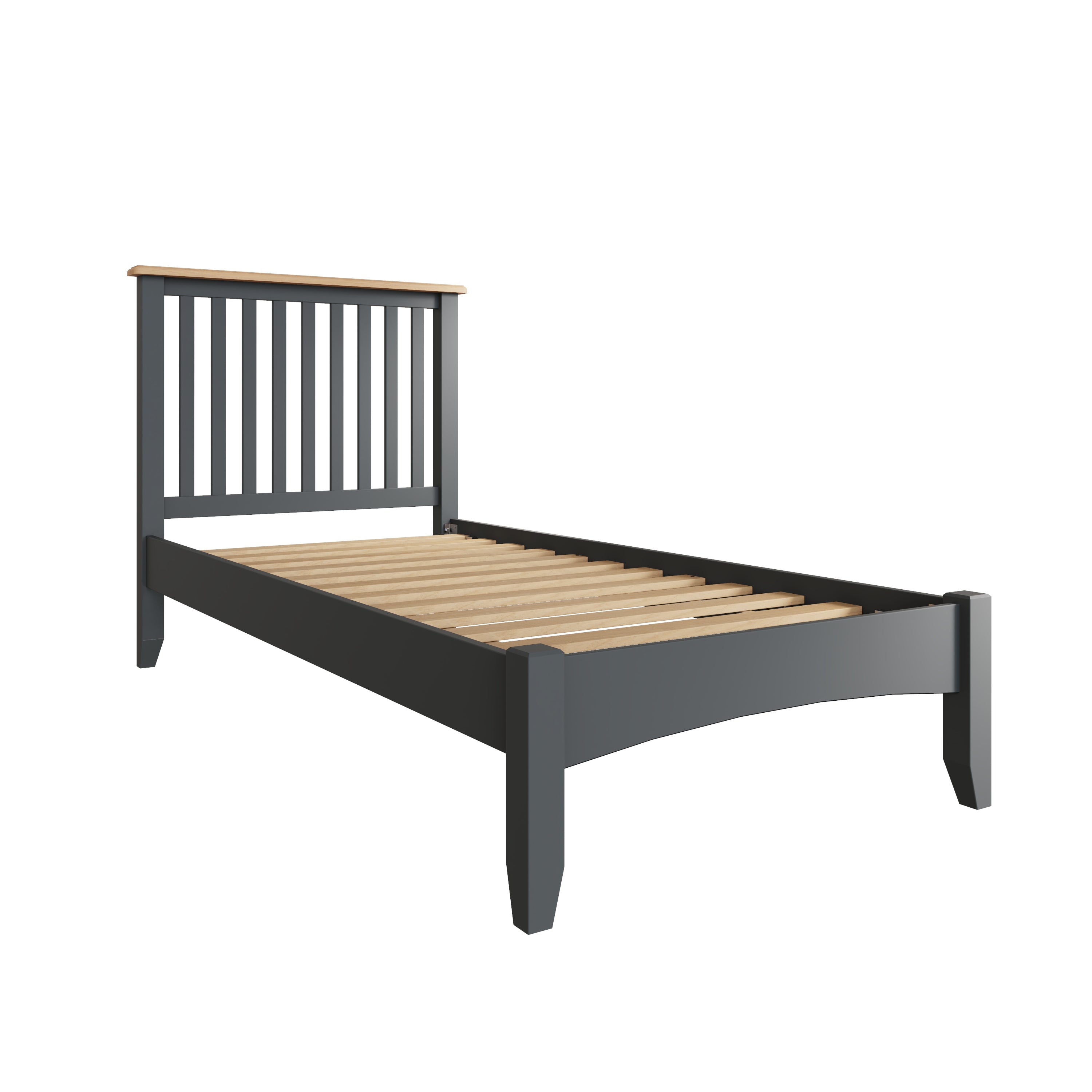 KING SINGLE EMMETT BED (GA-30-G) - 1100(H) x 2040(W) x 1030(D) - GREY / LIGHT OAK (2 TONE)