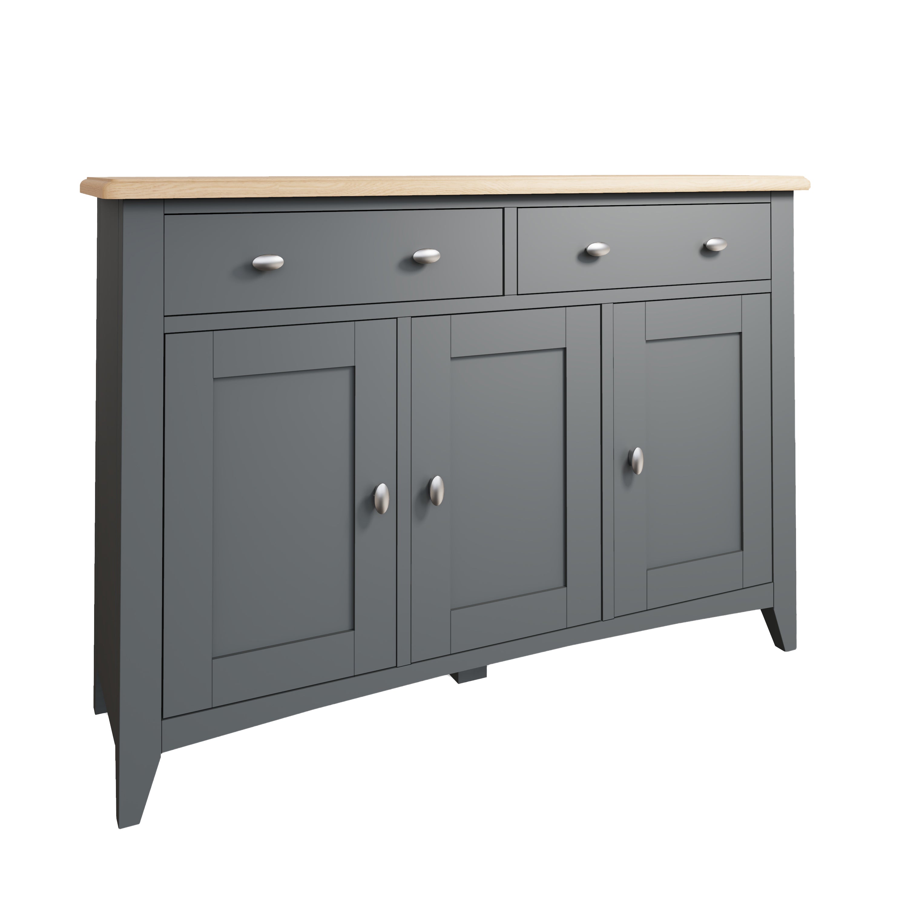 EMMETT (GA-3DS-G) 3 DOOR / 2 DRAWER BUFFET / SIDEBOARD - 850(H) x 1300(W) x 400(D) - GREY / LIGHT OAK (2 TONE)