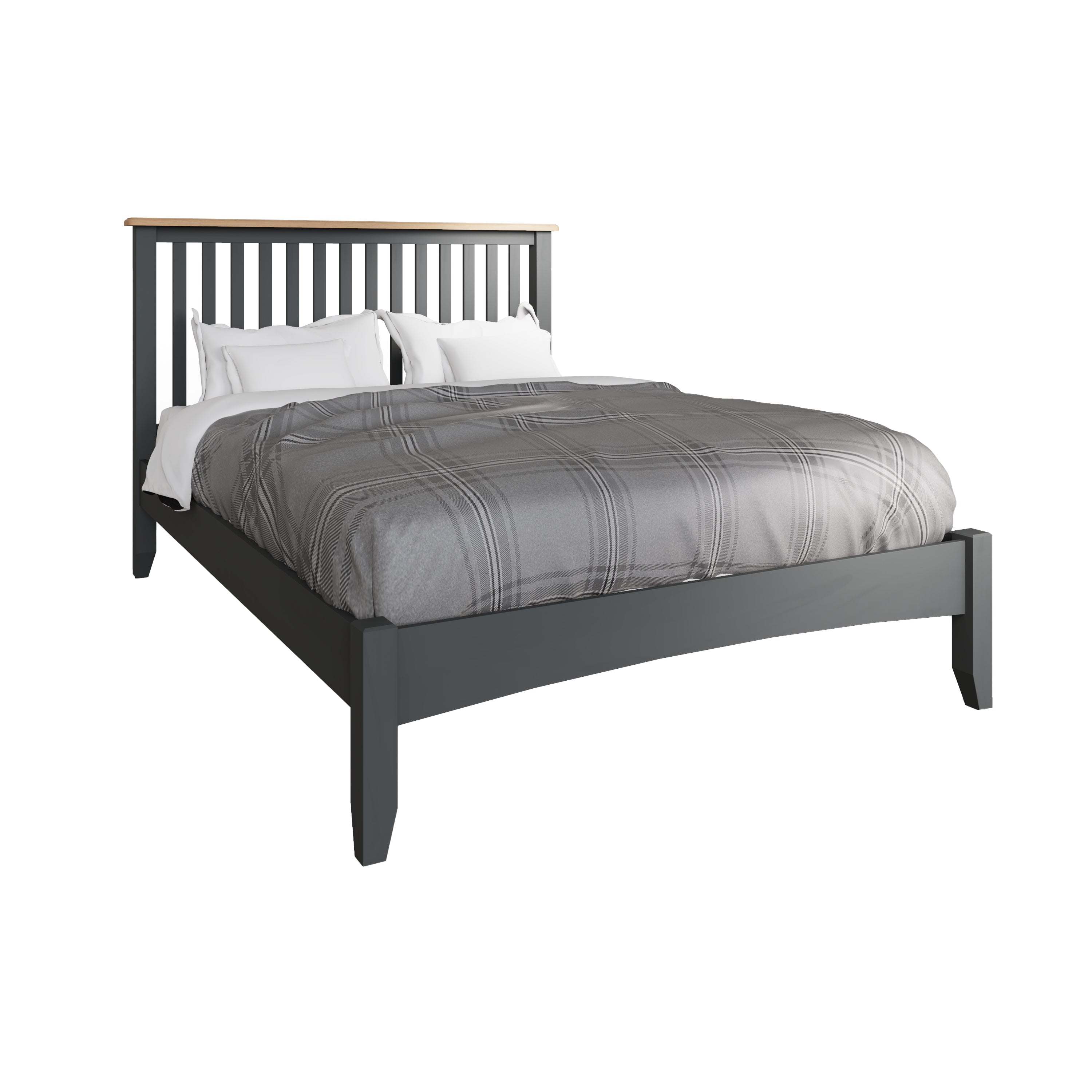 DOUBLE EMMETT BED (GA-46-G) - 1100(H) x 2040(W) x 1500(D) - GREY / LIGHT OAK (2 TONE)