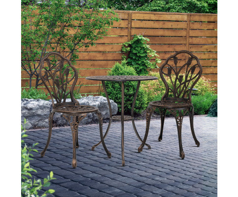 ADAMINA OUTDOOR 3 PIECE ALUMINIUM BISTRO SETTING - BRONZE