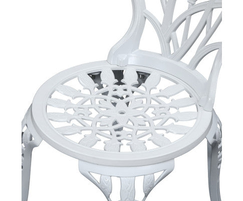 ADAMINA OUTDOOR 3 PIECE ALUMINIUM BISTRO SETTING - WHITE
