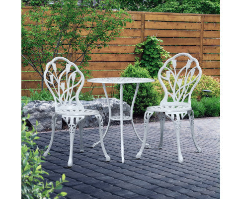 ADAMINA OUTDOOR 3 PIECE ALUMINIUM BISTRO SETTING - WHITE