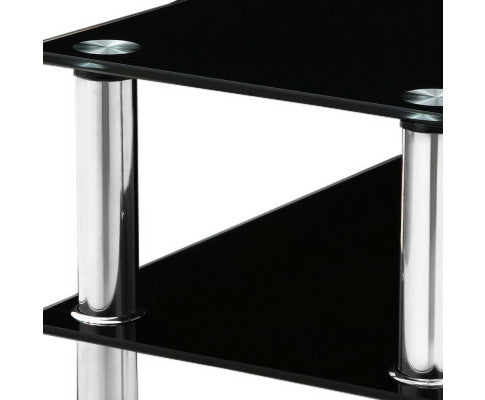 CAIRO 3-TIER GLASS CONSOLE TABLE - 750(H) x 900(W) x 300(D) - BLACK