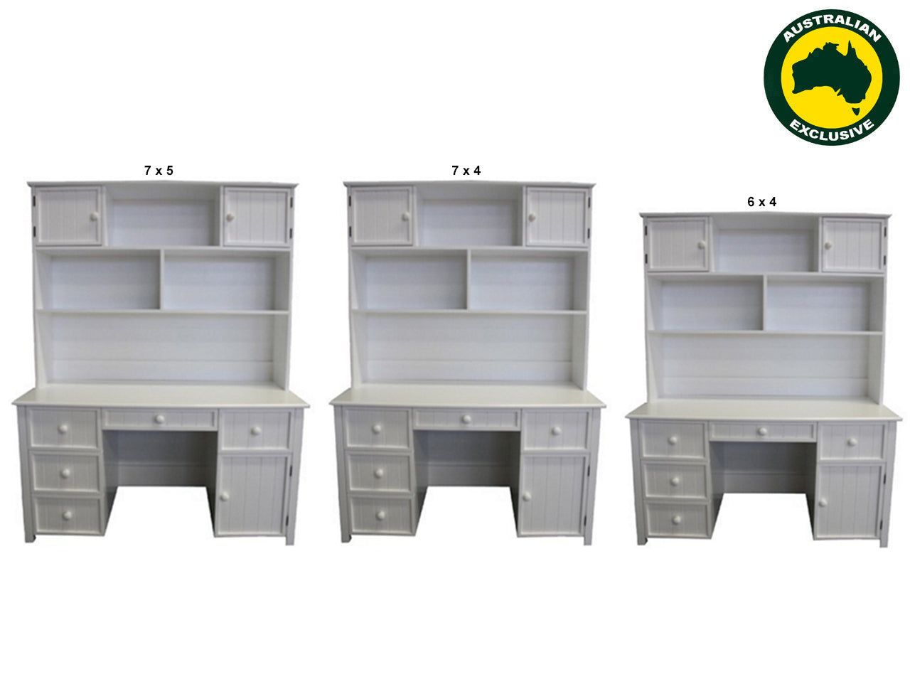 GEORGE (AUSSIE MADE) DESK & HUTCH WITH PICTURE FRAME DRAWER FRONTS COLLECTION - ASSORTED PAINTED COLOURS - STARTING FROM $1699
