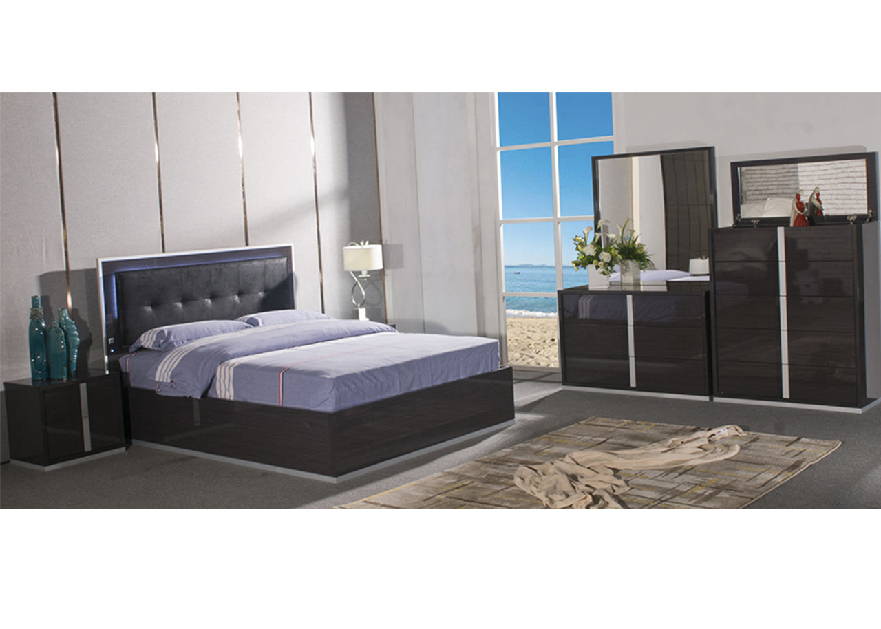 GYMPIE DOUBLE OR QUEEN 6 PIECE (THE LOT) STORAGE FRONT GASLIFT OR SIDE DRAWERS BEDROOM SUITE - GLOSS GREY