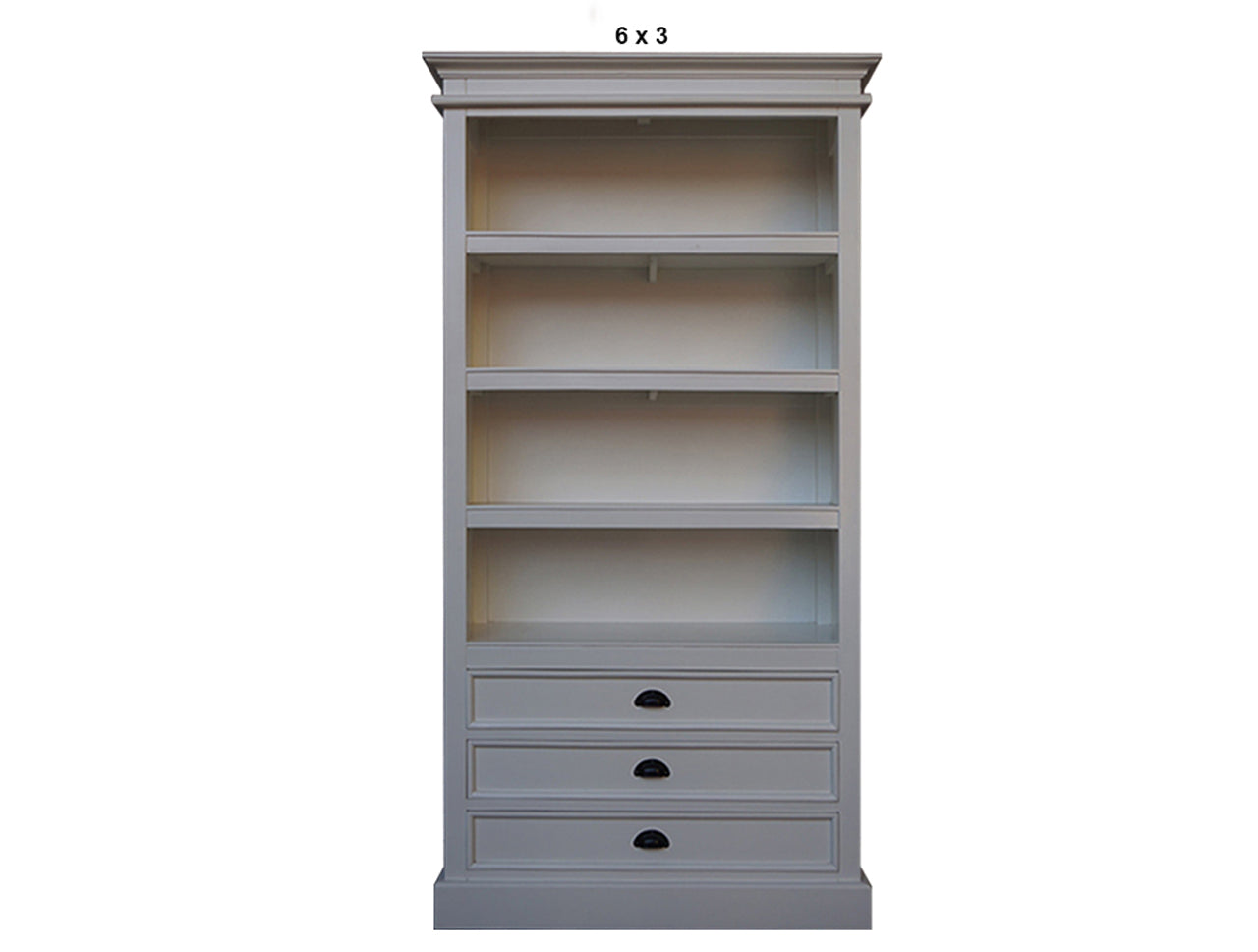 HAMPTON HARDWOOD BOOKCASE  WITH 3 DRAWERS COLLECTION - ASSORTED STAINED / PAINTED COLOURS - STARTING FROM $1199