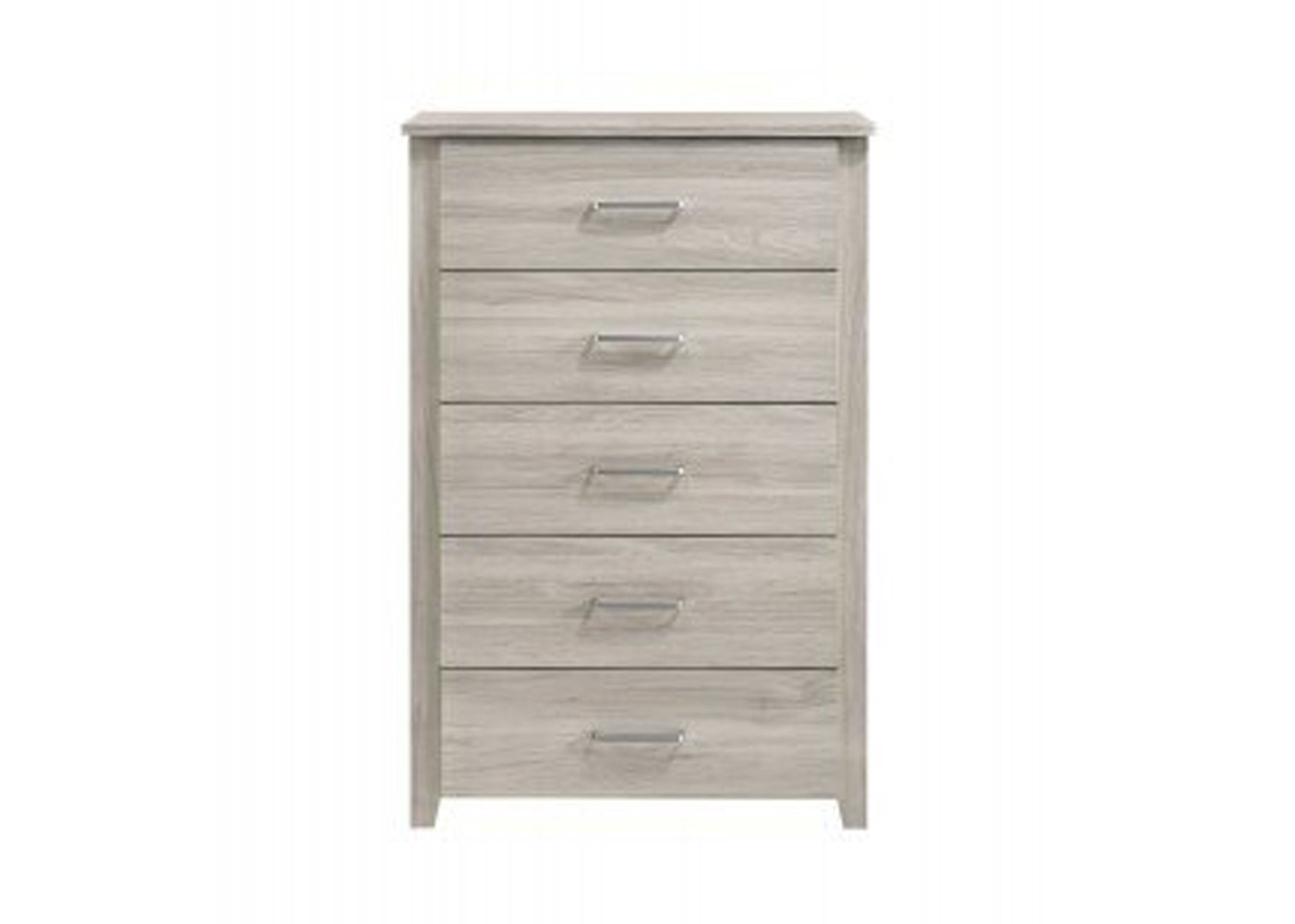 HILTON 5 DRAWER LAMINATED TALLBOY - 1100(H) x 700(W) -  WHITE WASHED