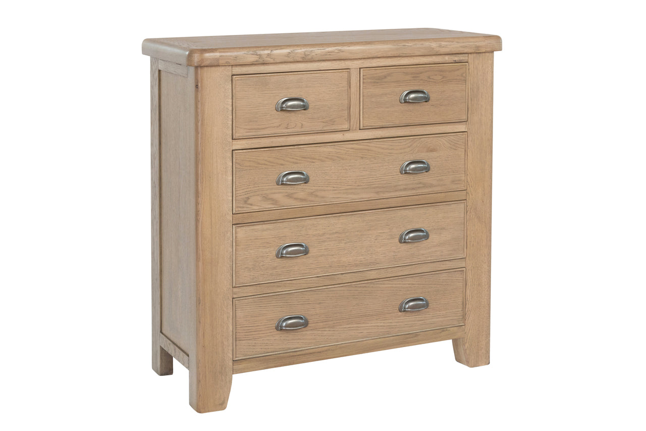 BARCLAY KING 4 PIECE (TALLBOY) FEDERATION BEDROOM SUITE (LESS/MINUS 1 X BEDSIDE) WITH 2 FOOTEND STORAGE DRAWERS - (HO-60) - AGED  OAK - 1 ONLY ONLINE SPACIAL - READY TO GO