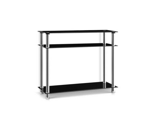 CAIRO 3-TIER GLASS CONSOLE TABLE - 750(H) x 900(W) x 300(D) - BLACK