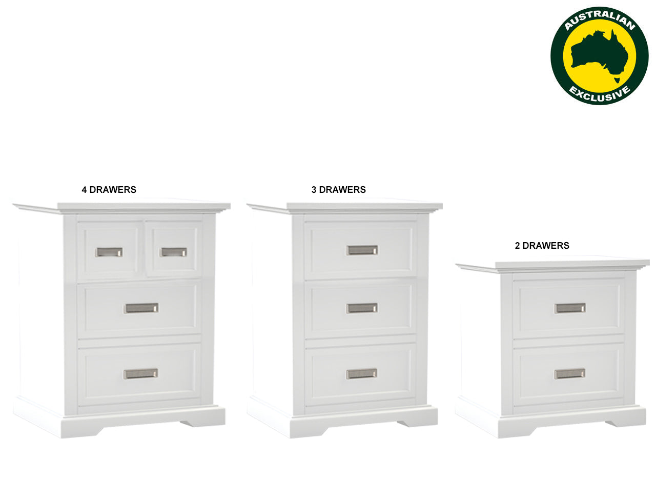 HAMPTONS (AUSSIE MADE) BEDSIDE TABLE COLLECTION - ASSORTED PAINTED COLOURS - STARTING FROM $399