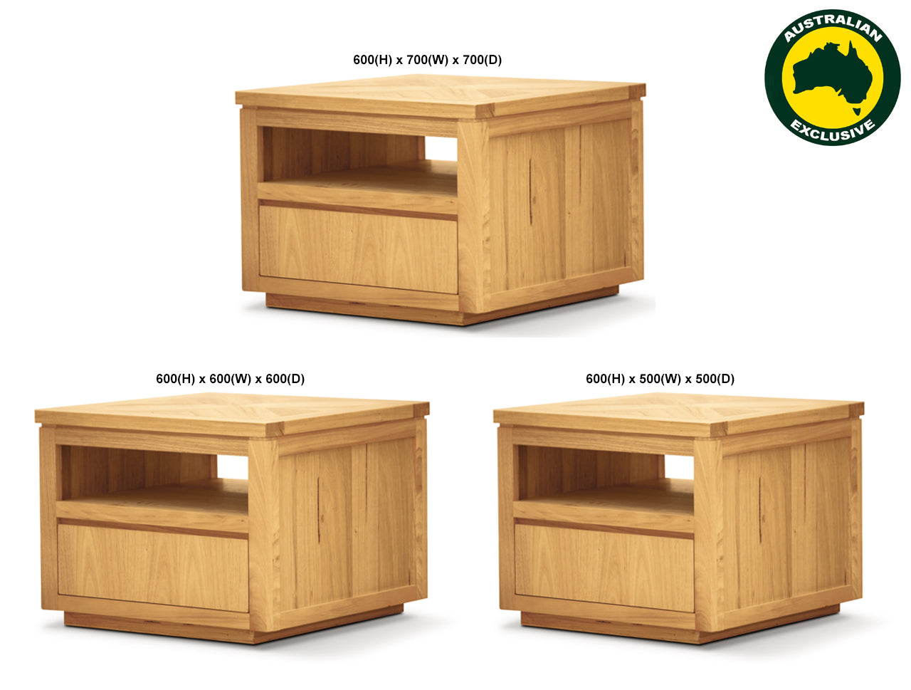 HIGHLAND (AUSSIE MADE) LAMP TABLE COLLECTION - TASSIE OAK COMBINATION - ASSORTED STAINED COLOURS - STARTING FROM $699