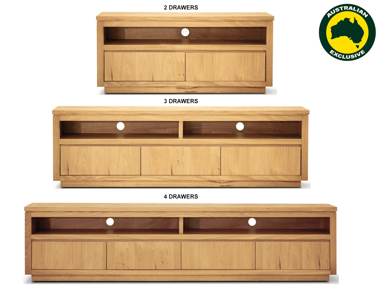 HIGHLAND (AUSSIE MADE) LOWLINE ENTERTAINMENT UNIT COLLECTION - TASSIE OAK COMBINATION - ASSORTED STAINED COLOURS - STARTING FROM $1499