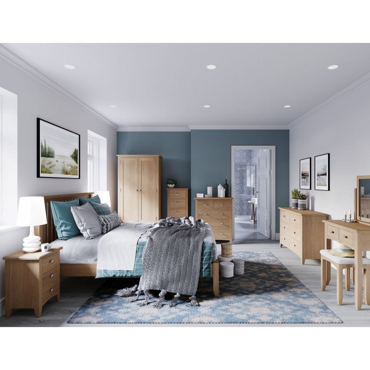  ELEGANCE  SINGLE 3  PIECE TALLBOY OAK BEDROOM SUITE -(7-1-15) - LIGHT OAK