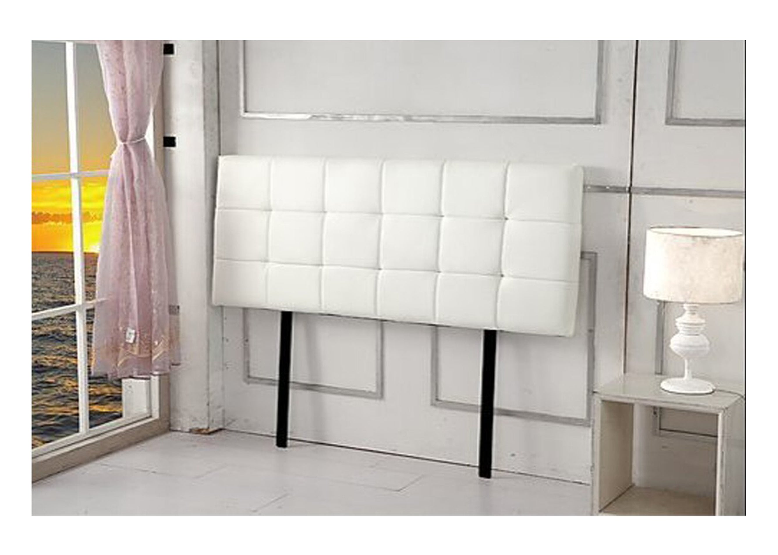  DOUBLE  DELUXE TUFTED LEATHERETTE BEDHEAD (ING-HB-18)  -  WHITE