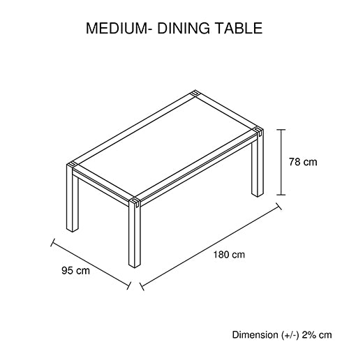 ENDLICHERI DINING TABLE ONLY - 1800(W) x 950(D) - CHOCOLATE