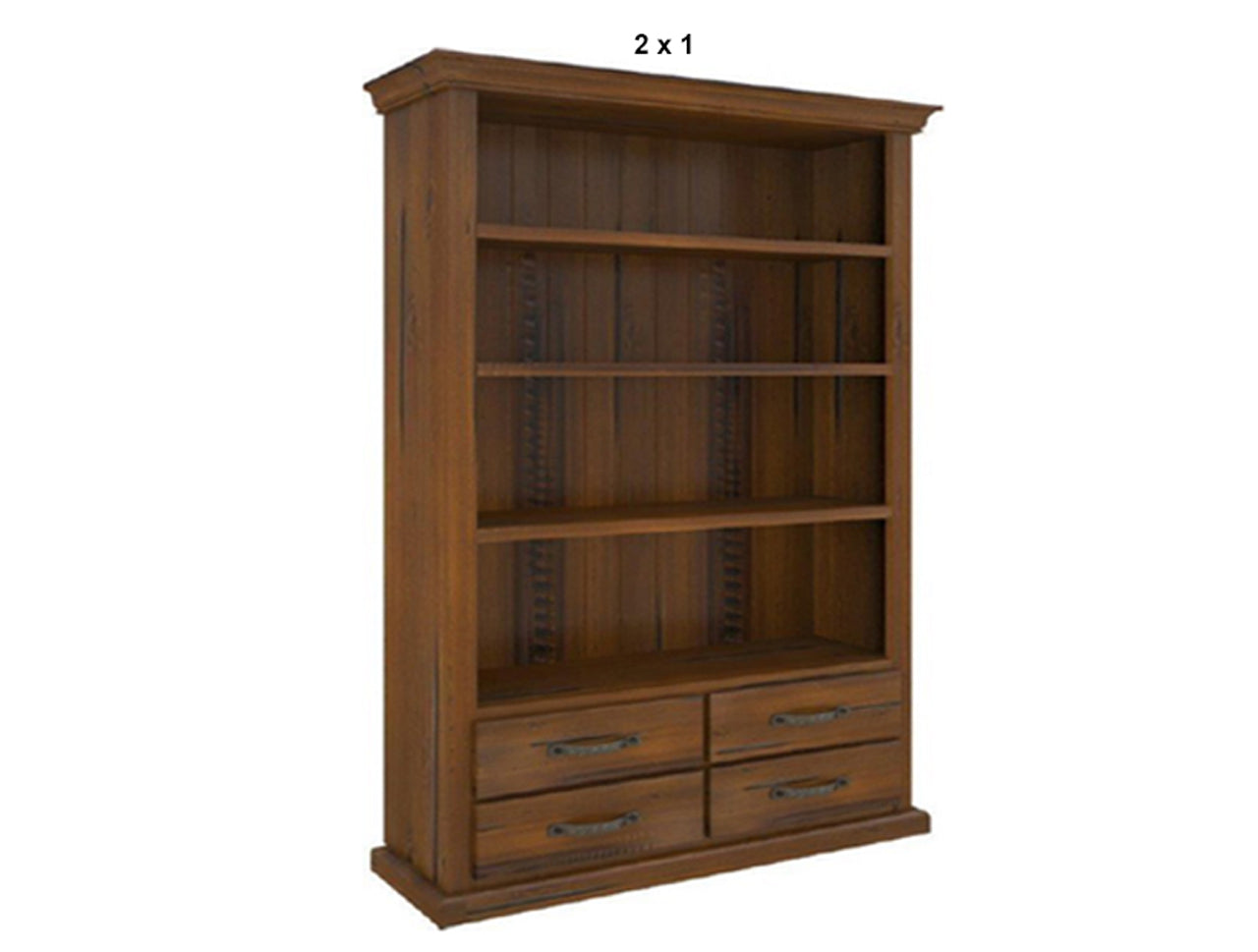 JAMAICA (AUSSIE MADE) BOOKCASE WITH 4 DRAWERS AND SHELVES COLLECTION - ASSORTED STAINED COLOURS - STARTING FROM $899