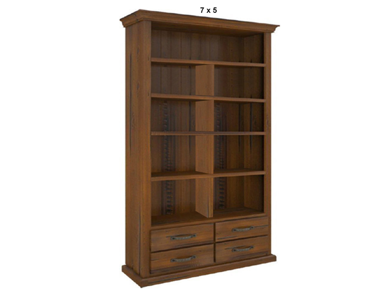 JAMAICA (AUSSIE MADE) BOOKCASE WITH 4 DRAWERS AND SHELVES COLLECTION - ASSORTED STAINED COLOURS - STARTING FROM $899