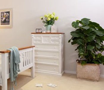 JANE SINGLE OR KING SINGLE 3 PIECE BEDROOM SUITE - WHITE / WALNUT TOP