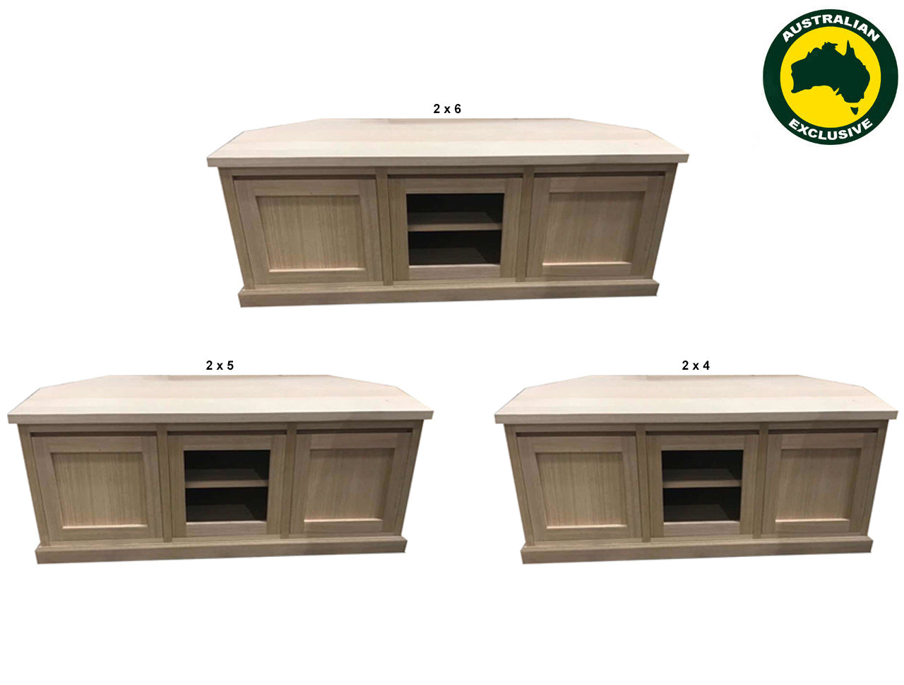 JED (AUSSIE MADE) TV CORNER UNIT COLLECTION - TASSIE OAK COMBINATION - ASSORTED STAINED COLOURS - STARTING FROM $1199
