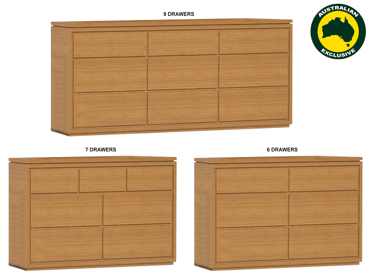 JACKIE (AUSSIE MADE) LOWBOY WITH FLOATING BASE COLLECTION - TASSIE OAK COMBINATION - ASSORTED STAINED COLOURS - STARTING FROM $1399