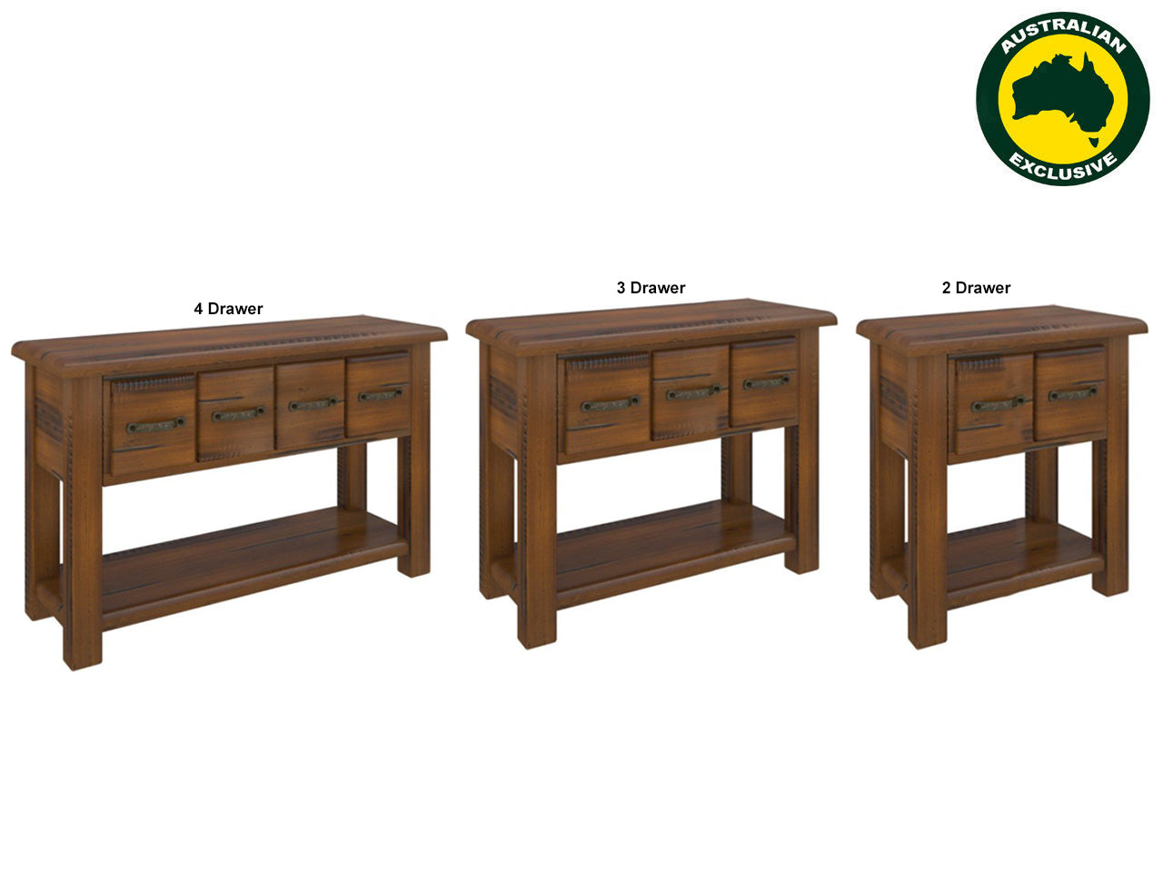 JAMAICA (AUSSIE MADE) HALL TABLE COLLECTION - ASSORTED STAINED COLOURS - STARTING FROM $599